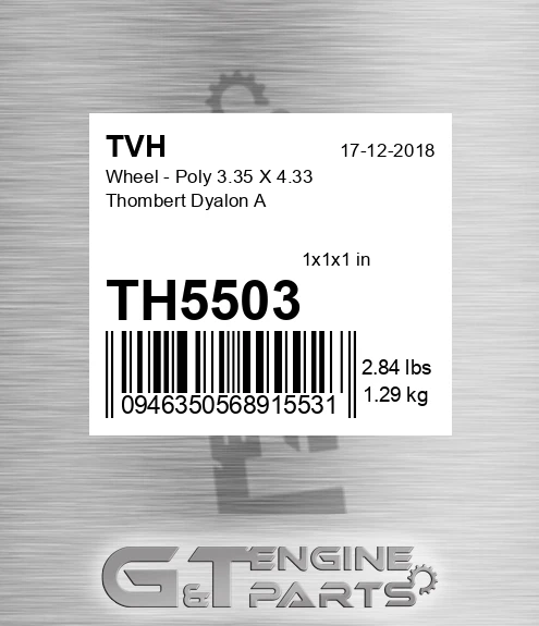 TH5503 Wheel - Poly 3.35 X 4.33 Thombert Dyalon A