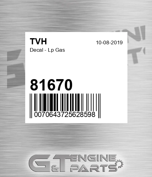 81670 Decal - Lp Gas