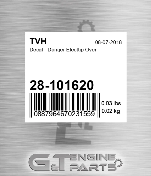 28-101620 Decal - Danger Electtip Over