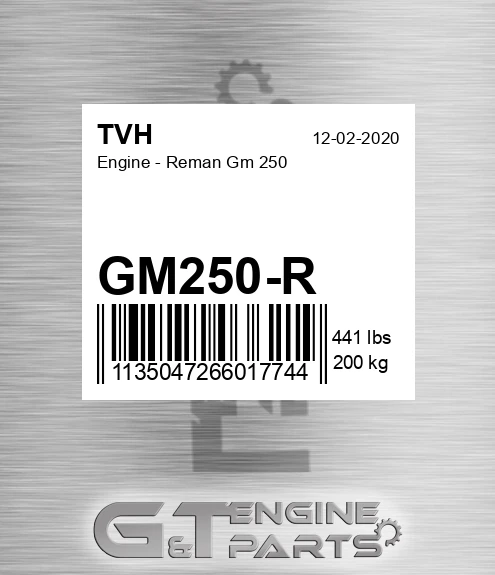 GM250-R Engine - Reman Gm 250