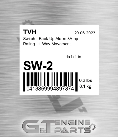 SW-2 Switch - Back-Up Alarm 8Amp Rating - 1-Way Movement
