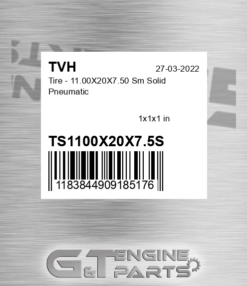 TS1100X20X7.5S Tire - 11.00X20X7.50 Sm Solid Pneumatic
