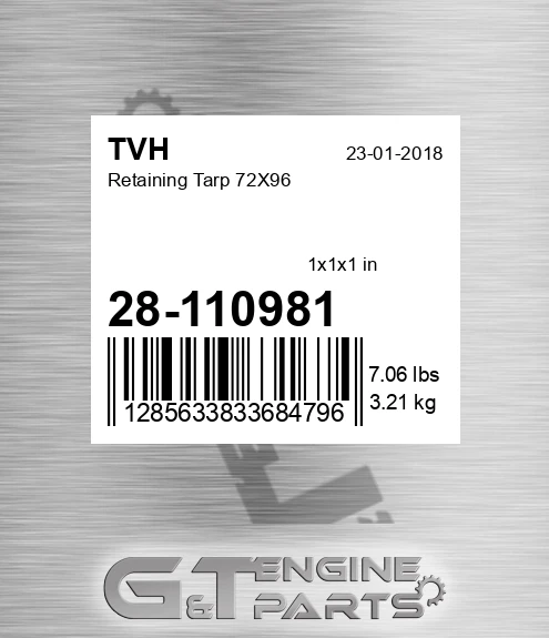 28-110981 Retaining Tarp 72X96