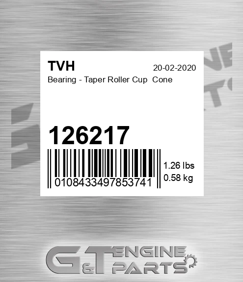 126217 Bearing - Taper Roller Cup Cone
