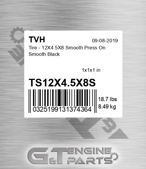 TS12X4.5X8S Tire - 12X4.5X8 Smooth Press On Smooth Black