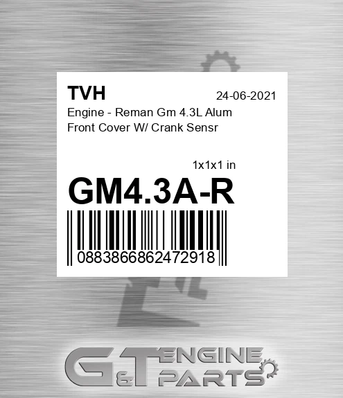 GM4.3A-R Engine - Reman Gm 4.3L Alum Front Cover W/ Crank Sensr