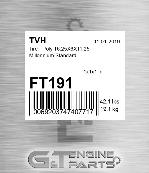 FT191 Tire - Poly 16.25X6X11.25 Millennium Standard