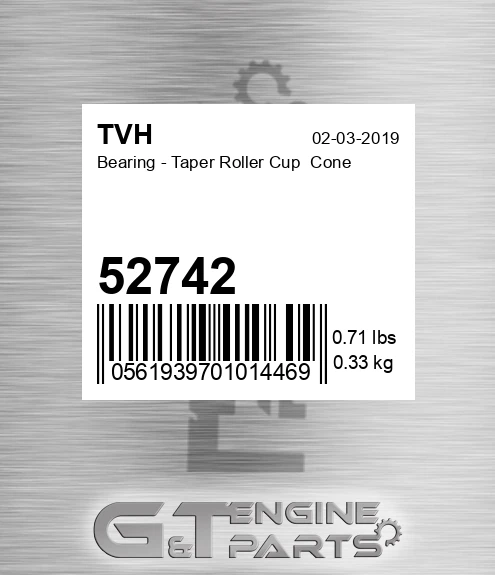 52742 Bearing - Taper Roller Cup Cone