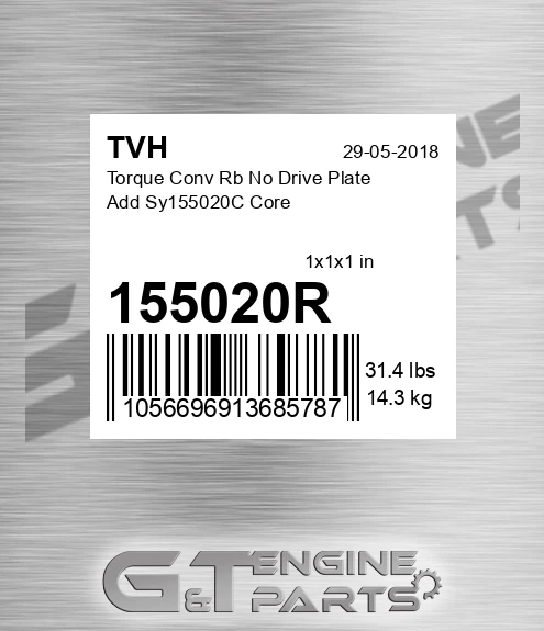 155020R Torque Conv Rb No Drive Plate Add Sy155020C Core