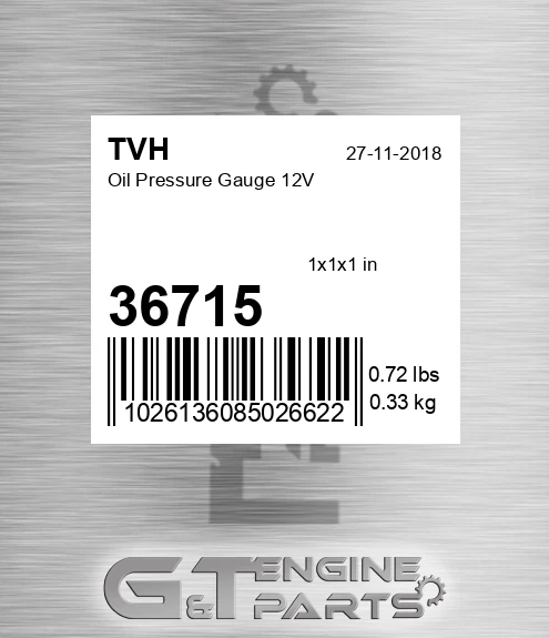 36715 Oil Pressure Gauge 12V