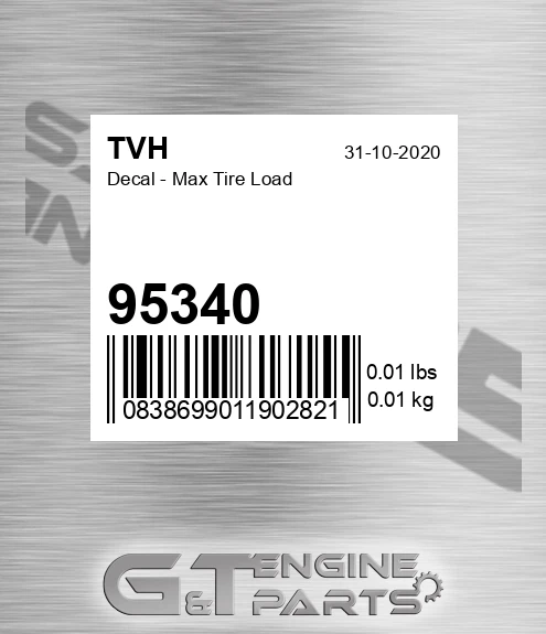95340 Decal - Max Tire Load