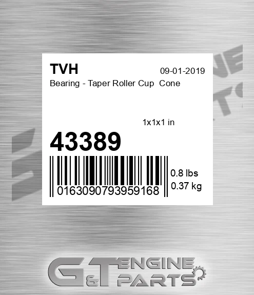 43389 Bearing - Taper Roller Cup Cone