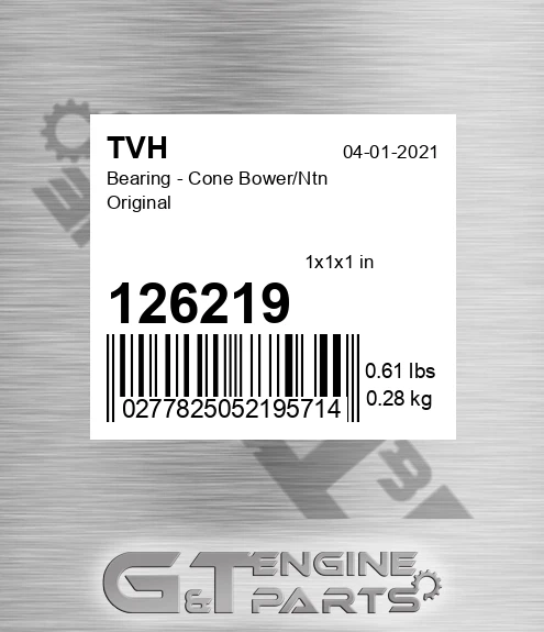 126219 Bearing - Cone Bower/Ntn Original