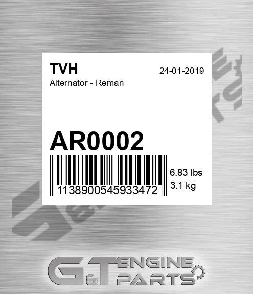 AR0002 Alternator - Reman