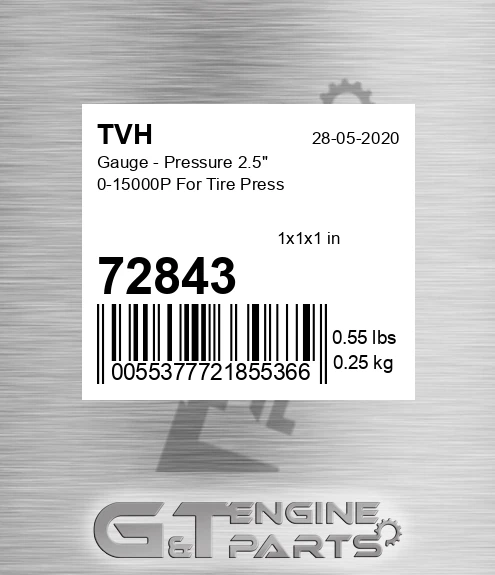 72843 Gauge - Pressure 2.5&quot; 0-15000P For Tire Press