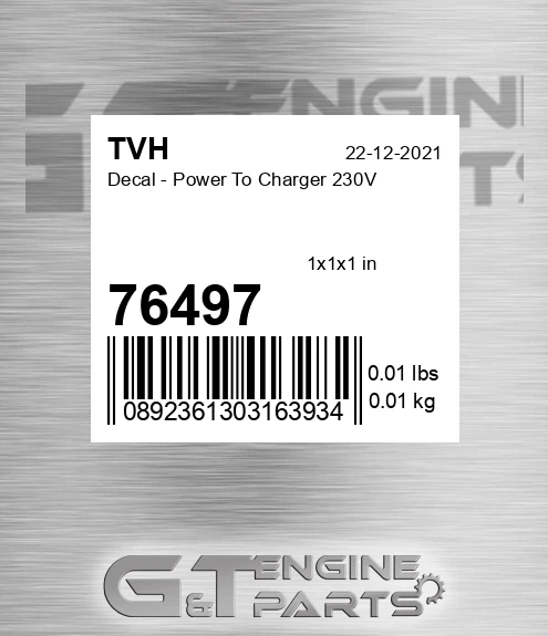 76497 Decal - Power To Charger 230V