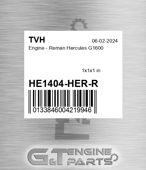 HE1404-HER-R Engine - Reman Hercules G1600