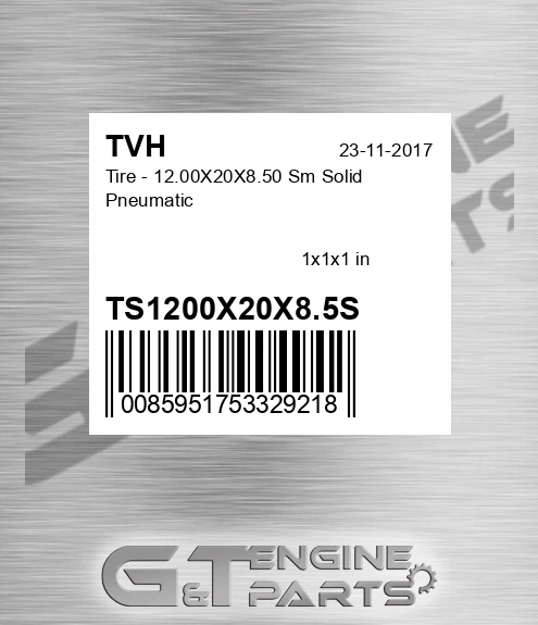 TS1200X20X8.5S Tire - 12.00X20X8.50 Sm Solid Pneumatic