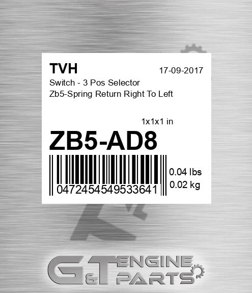 ZB5-AD8 Switch - 3 Pos Selector Zb5-Spring Return Right To Left
