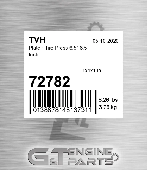 72782 Plate - Tire Press 6.5&quot; 6.5 Inch