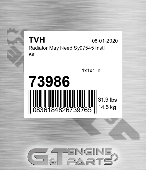 73986 Radiator May Need Sy97545 Instl Kit