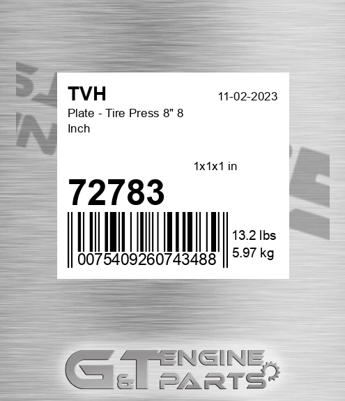 72783 Plate - Tire Press 8&quot; 8 Inch