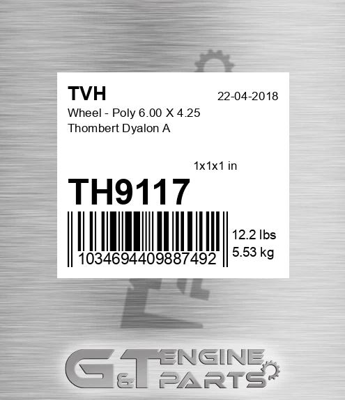 TH9117 Wheel - Poly 6.00 X 4.25 Thombert Dyalon A