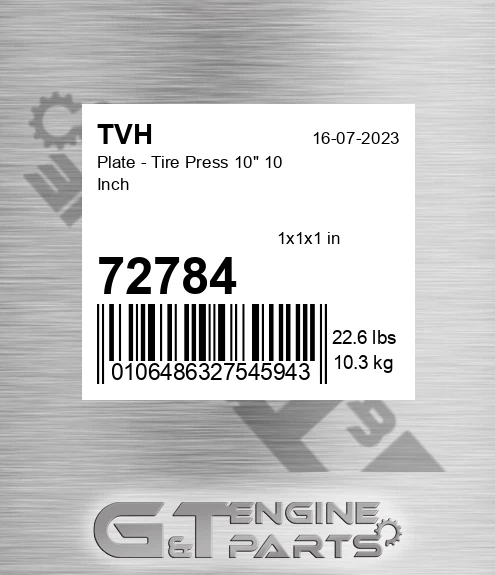 72784 Plate - Tire Press 10&quot; 10 Inch
