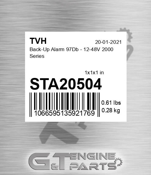 STA20504 Back-Up Alarm 97Db - 12-48V 2000 Series