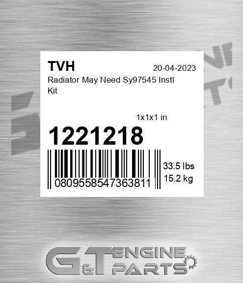 1221218 Radiator May Need Sy97545 Instl Kit