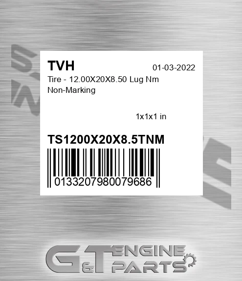 TS1200X20X8.5TNM Tire - 12.00X20X8.50 Lug Nm Non-Marking