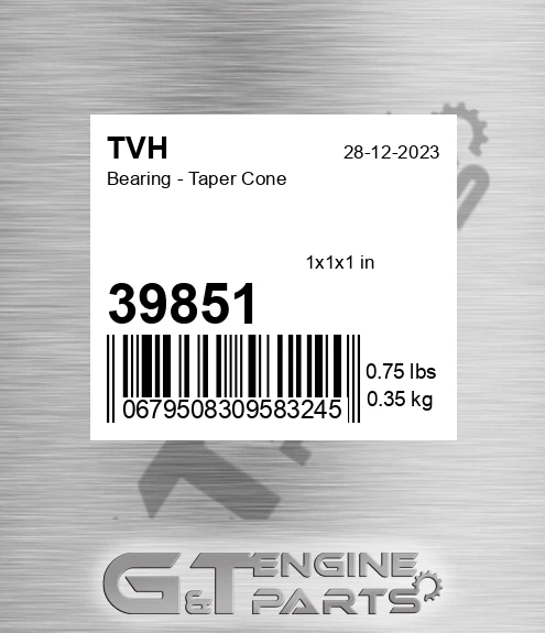 39851 Bearing - Taper Cone