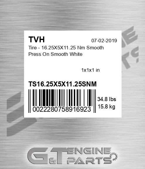 TS16.25X5X11.25SNM Tire - 16.25X5X11.25 Nm Smooth Press On Smooth White