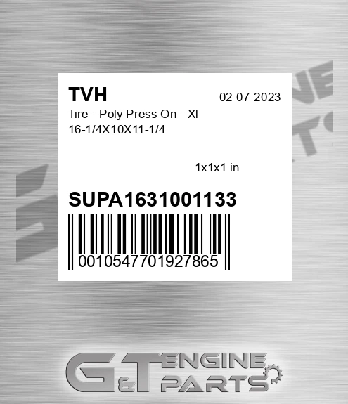SUPA1631001133 Tire - Poly Press On - Xl 16-1/4X10X11-1/4