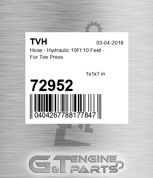 72952 Hose - Hydraulic 10Ft 10 Feet - For Tire Press