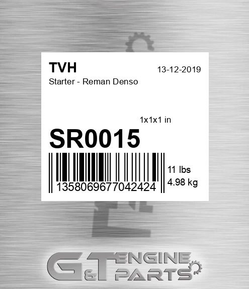 SR0015 Starter - Reman Denso