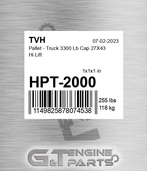 HPT-2000 Pallet - Truck 3300 Lb Cap 27X43 Hi Lift