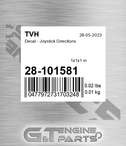 28-101581 Decal - Joystick Directions