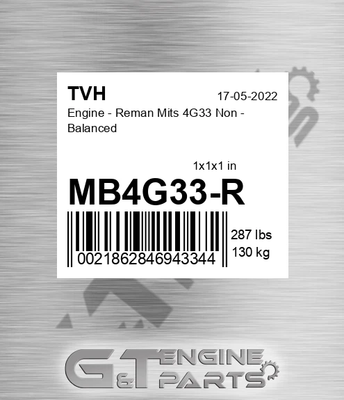 MB4G33-R Engine - Reman Mits 4G33 Non - Balanced