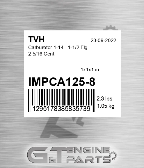IMPCA125-8 Carburetor 1-14 1-1/2 Flg 2-5/16 Cent