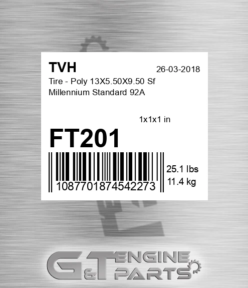 FT201 Tire - Poly 13X5.50X9.50 Sf Millennium Standard 92A