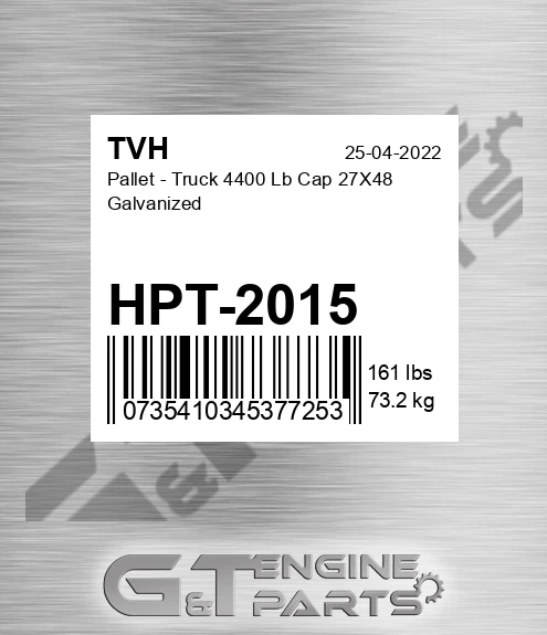 HPT-2015 Pallet - Truck 4400 Lb Cap 27X48 Galvanized