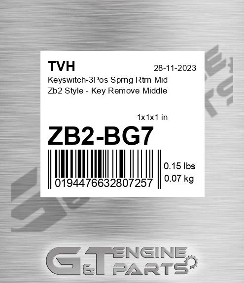 ZB2-BG7 Keyswitch-3Pos Sprng Rtrn Mid Zb2 Style - Key Remove Middle
