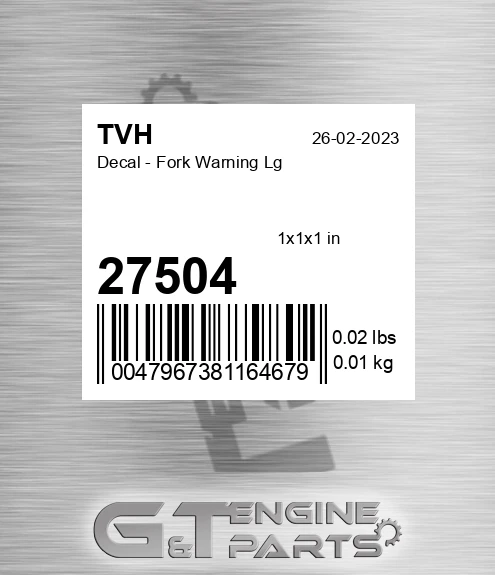 27504 Decal - Fork Warning Lg