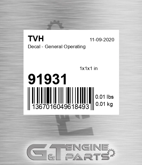 91931 Decal - General Operating