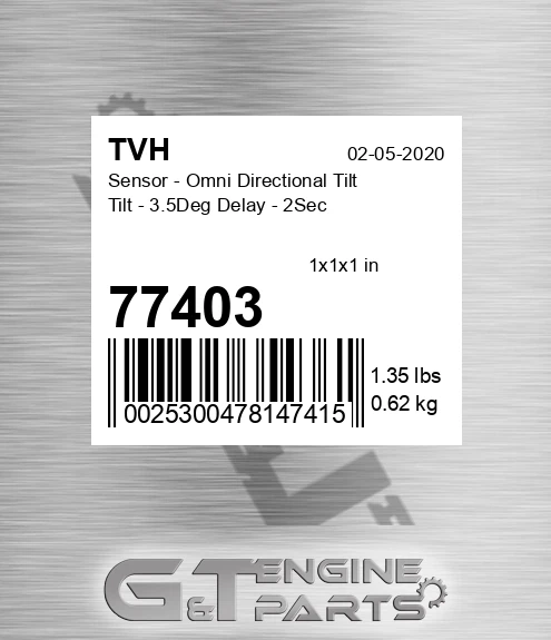 77403 Sensor - Omni Directional Tilt Tilt - 3.5Deg Delay - 2Sec
