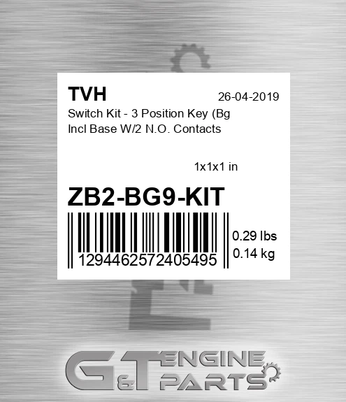ZB2-BG9-KIT Switch Kit - 3 Position Key Bg Incl Base W/2 N.O. Contacts