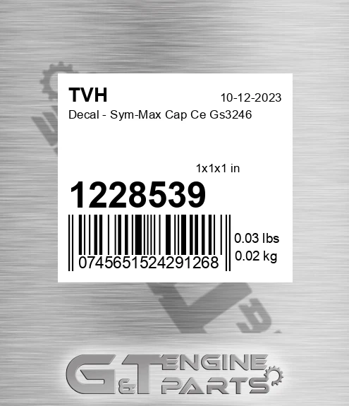1228539 Decal - Sym-Max Cap Ce Gs3246