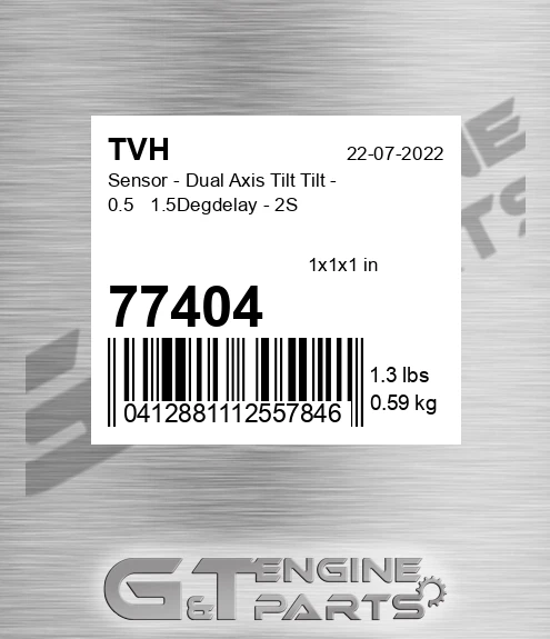 77404 Sensor - Dual Axis Tilt Tilt - 0.5 1.5Degdelay - 2S