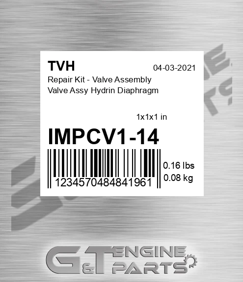 IMPCV1-14 Repair Kit - Valve Assembly Valve Assy Hydrin Diaphragm
